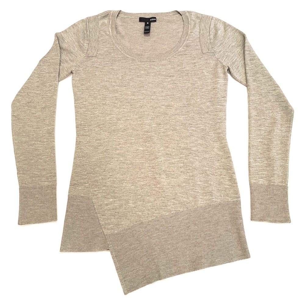 AQUA Asymmetrical Crewneck Sweater